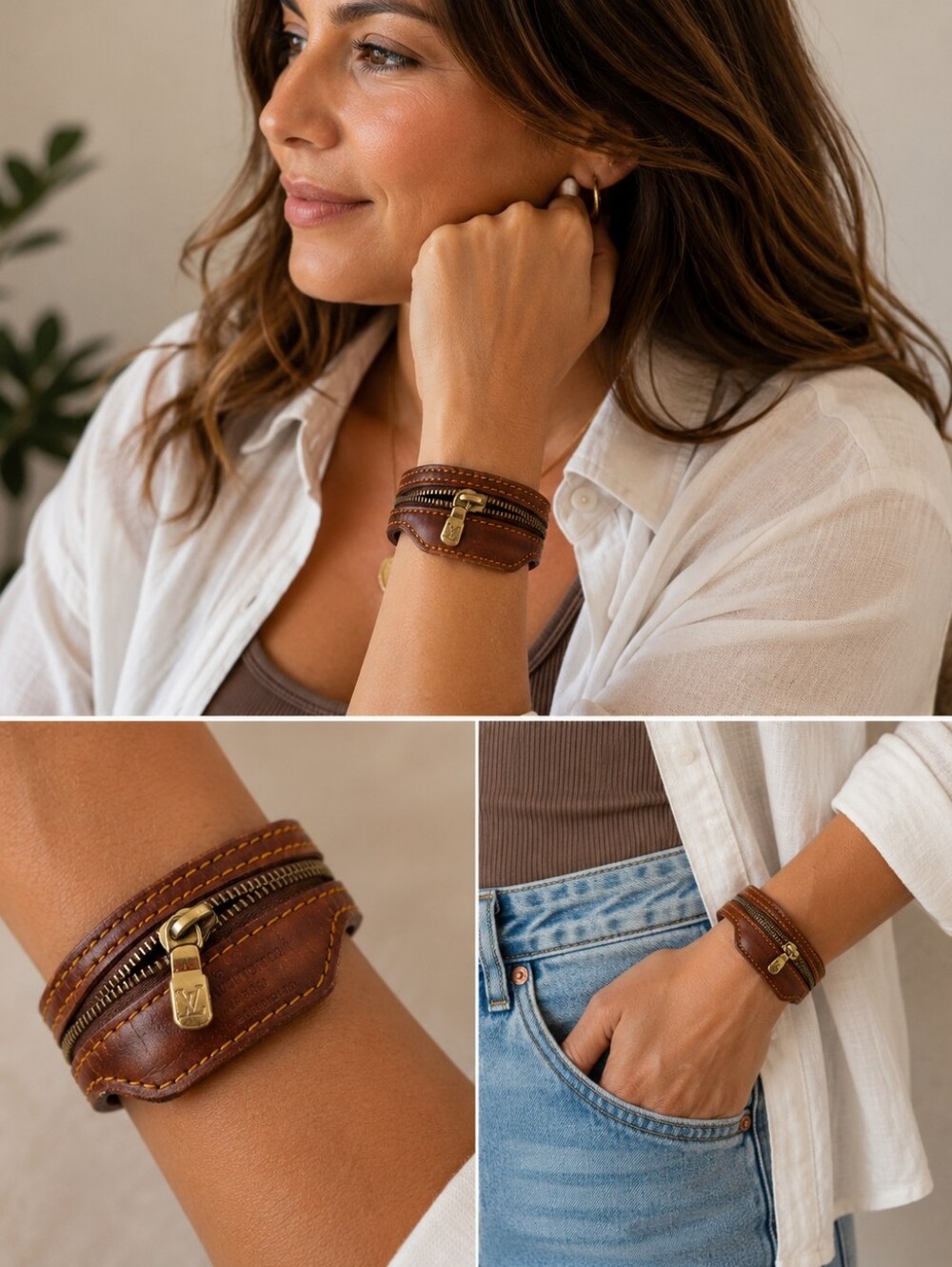 Upcycled LV Bracelet From Zipper Bag Pocket To Bracelet